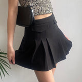Miss Ran Mini Pleated Skirt - 27W UK 8 Black Polyester Blend