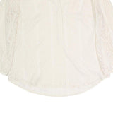 TALBOTS Womens Cream Cotton Blend Printed Blouse 3/4 Sleeve Round Neck M Light