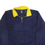 JC PENNY Mens Navy & Yellow USA Olympic Plain Half Zip Pullover Jumper M