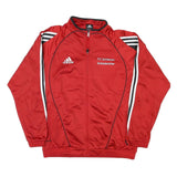 ADIDAS Mens Red & Black FC Schlieren Schiedsrichter Zip Jacket M Polyester Blend