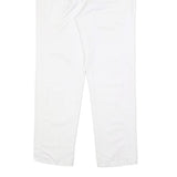 Womens Regular Fit White Cotton Blend Trousers W26 L28 Zip Closure Plain Pattern