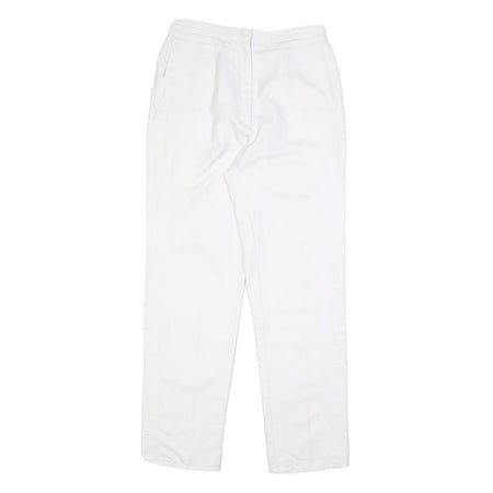 Womens Regular Fit White Cotton Blend Trousers W26 L28 Zip Closure Plain Pattern