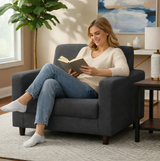Anyseat 1-Seater Sofa Cover – Plain Dark Grey Style Slipcover for Living Room Chair Protection