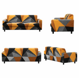 Anyseat 3-Seater Sofa Cover – Golden Yellow Geometric Style Slipcover for Living Room Chair Protection