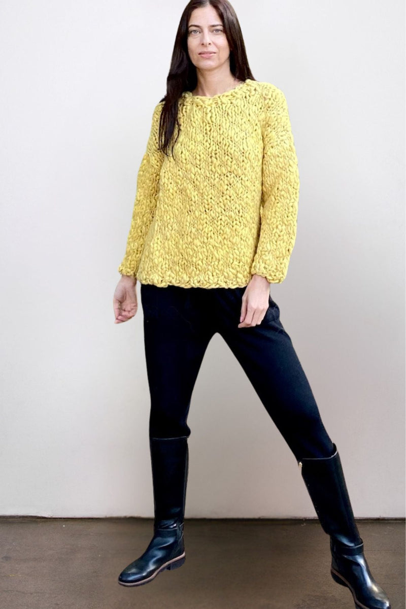 Flammé  Hand-Spun Baby Alpaca Sweater- Cebolla