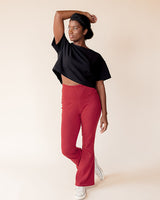 Rib Knit Flex-Fit Flare Legging in Rust