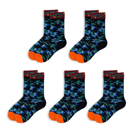 Anyfootwear 5 Pairs Size 5-9 Black Men Women Fashion Socks Cotton Long Crew Socks High Quality Office Business Sports Skateboard Knitted Casual