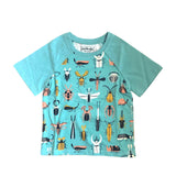 Light blue shirt with beetle designs