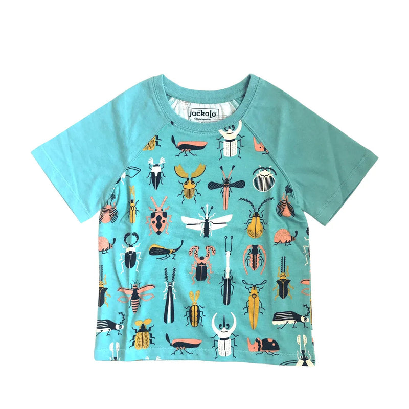 Light blue shirt with beetle designs