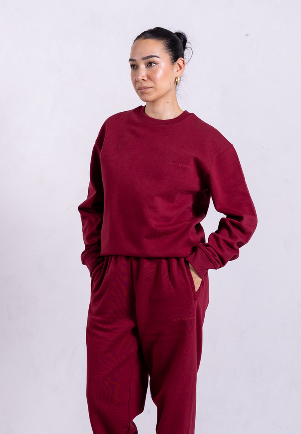 Organic Cotton Sweatsuit Set, Ruby Wine