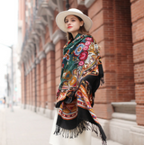 Anyyou 100% Pure Merino Wool Multicolor Poncho for Women Winter Large Scarf Pashmina Shawl Bandana Neck Wrap