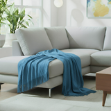 Anycozy Blue Faux Cashmere Throw Blanket – Diamond Knit Sofa Cover & Home Decor Accent