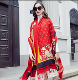 Anyyou 100% Pure Merino Wool Apple Red Poncho for Women Winter Large Scarf Pashmina Shawl Bandana Neck Wrap