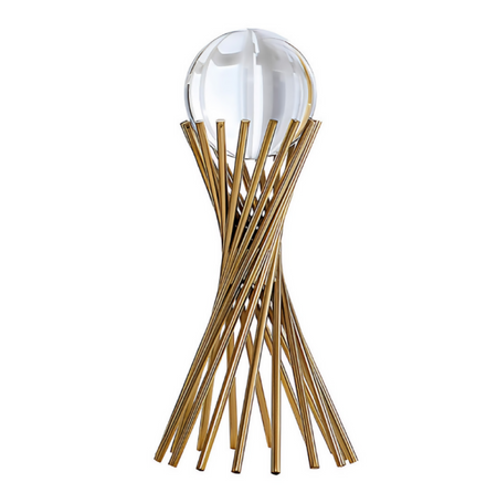ANYHOUZ Luxury Gold Metal Tabletop Decor – Crystal Ball Sculpture for Living Room, House Display & Elegant Crafts Ornaments