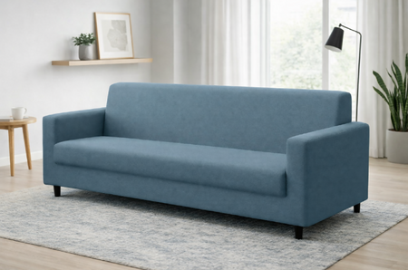 Anyseat 4-Seater Sofa Cover – Plain Grey Blue Style Slipcover for Living Room Chair Protection
