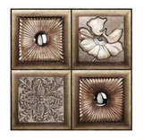 Anyhouz 10pcs Vinyl Wall Tiles – Brown Floral Sun Pattern Marble Design, Waterproof
