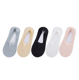 Anyfootwear 5 Pairs Women's Lace Flower Invisible Ankle Socks Size 5-9 Breathable Anti-Slip Non-Skid Low Cut Fashion Socks (Grey, Beige, Black, White, Pink)