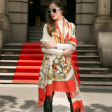 Anyyou 100% Pure Merino Wool Red Beige Stylish Poncho Winter Large Scarf With Trendy Pashmina Shawl Bandana For Womenfashion Design