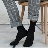 Anyfootwear 5 Pairs Size 10-14 Fashion Socks High Quality Office Sports Business Long Socks Cotton Solid Colors Skateboard Knitted Casual Black Size 43-48