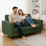 Anyseat 2-Seater Sofa Cover – Plain Army Green Style Slipcover for Living Room Chair Protection