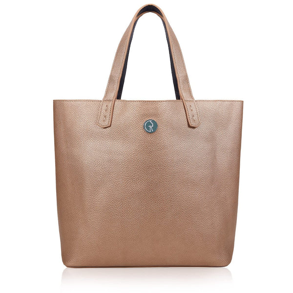 Reversible Vegan Tote In Black & Rose Gold