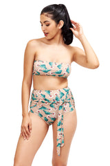 Giovanna High Waisted Bikini Bottom in Cactus Print