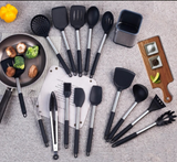 Anygleam Kitchen Utensils Non-stick Black/ Silver 13 Set Cooking Tool with Storage Box Accessories Heat Resistant Kitchenware