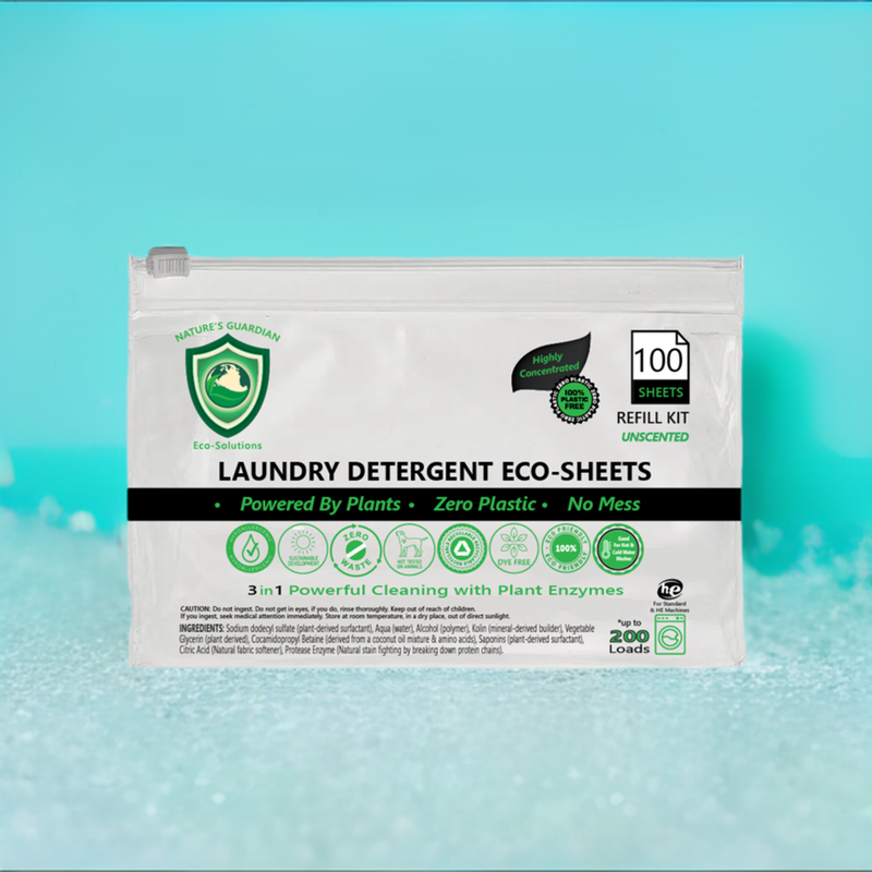 100 CT. REFILL Kit, Ultra Concentrated, Chemical-Free, Laundry Detergent Eco-Sheets | Unscented & Naturally Scented Options