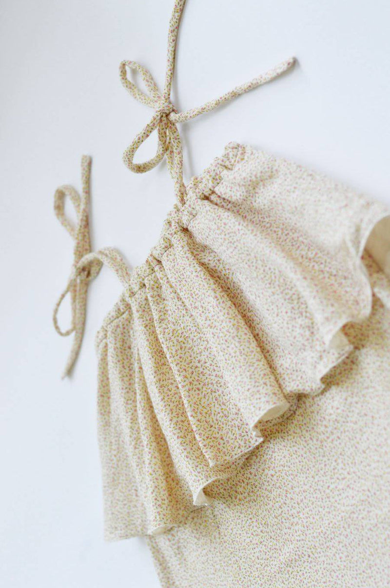 Organic muslin girl's dress - Flower pattern