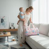 Anysort Mommy Diaper Bag Pink Unicorn Shoulder Bag with Internal Zip Pocket Waterproof Handbag for Travel and Sports