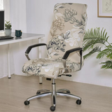 Anyseat Office Chair Cover – Beige Floral Tropical, Zippered Elastic Stretch, High‑Back Slipcover Protector