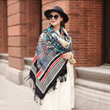 Anyyou 100% Merino Wool Cyan Silk Satin Shawl Bandana Large Winter Scarf Pashmina Perfect For Women Ladies Fashion Style