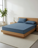 Anycozy Mattress Cover Blue King Size Pure Cotton Soft Quilted Bed Sheet Anti-bacterial Protector Cover