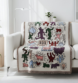 Anycozy Jacquard Jigsaw Throw Blanket – Soft Tassel Sofa & Bed Cover