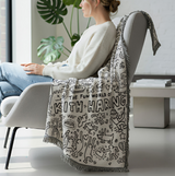 Anycozy Jacquard Graffiti Throw Blanket – Soft Tassel Sofa & Bed Cover