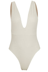 Helena Deep Plunge Swimsuit in Platinum