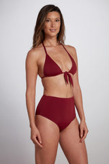 Maya High Waisted Bikini Bottom in Burgundy
