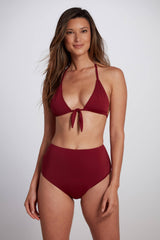 Maya High Waisted Bikini Bottom in Burgundy