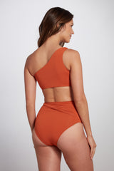 Elle High Waist Bikini Bottom with Sash - Pumpkin