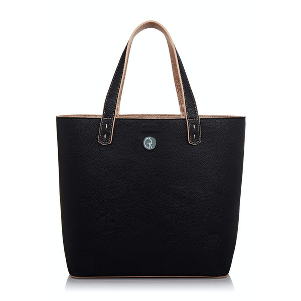 Reversible Vegan Tote In Black & Rose Gold