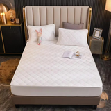 Anycozy Mattress Cover Offwhite Double Size Crystal Velvet Thicken Quilted Warm Soft Plush Bed Sheet