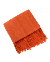 Anycozy Orange Faux Cashmere Throw Blanket – Diamond Knit Sofa Cover & Home Decor Accent
