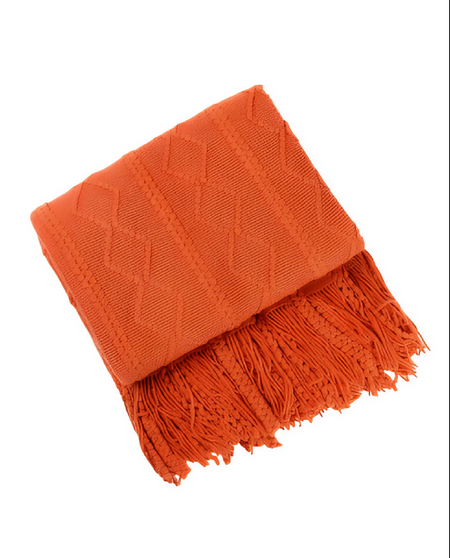 Anycozy Orange Faux Cashmere Throw Blanket – Diamond Knit Sofa Cover & Home Decor Accent