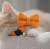 Anypet Stylish Sunset Orange Bow Cat Collar – Small Size with Safety Buckle, Bell & Durable Strap