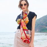 Anyyou 100% Mulberry Silk Orange Long Scarf for Women Luxury Beach Shawl Swimwear Cover-Up Pashmina Wrap Foulard