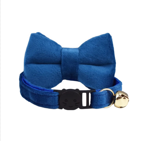 Anypet Stylish Blue Bow Cat Collar – Large Size with Safety Buckle, Bell & Durable Strap