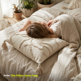Anypillow Beige Abstract Lines Embroidered Pillowcase Decorative Cushion Cover