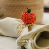 Pumpkin Napkin Ring made of iraca palm - Fall Tabletop Decor