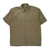 Dickies Short Sleeve Shirt - Large Khaki Cotton Blend