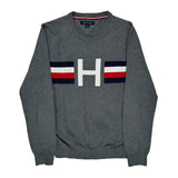 Tommy Hilfiger Striped Jumper - Medium Grey Cotton